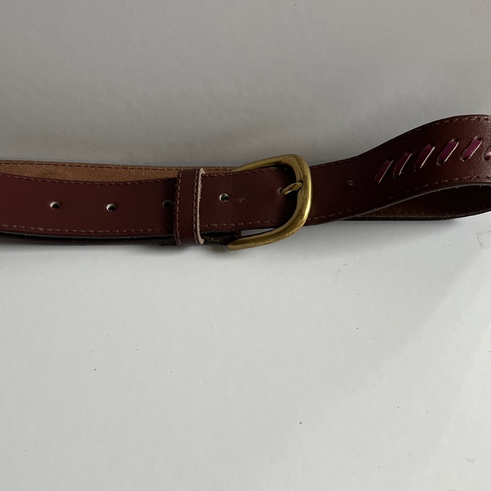 Brown Leather Belt with Gold Buckle ML (approximately 32 inches)
